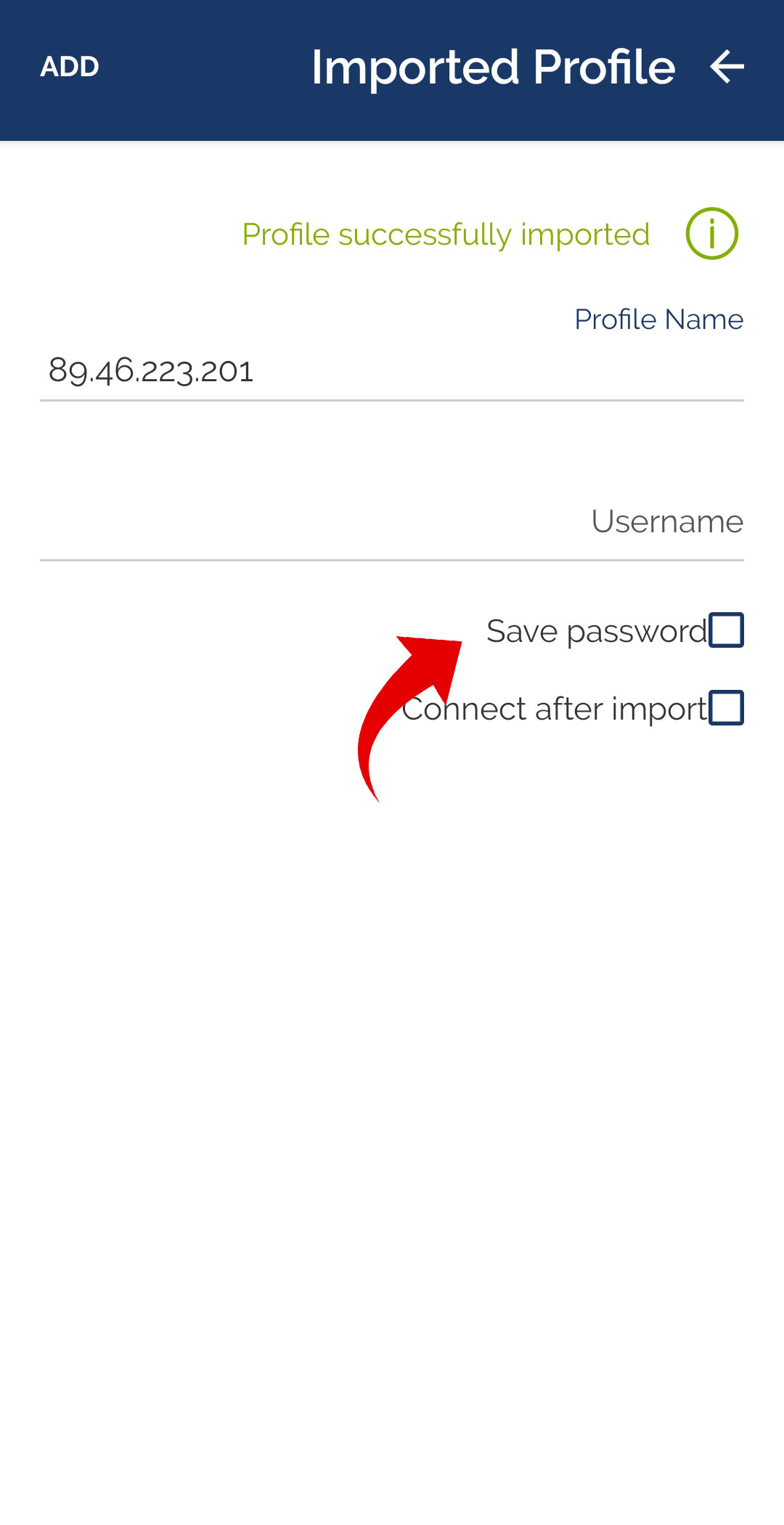 وارد کردن اطلاعات در openVpn