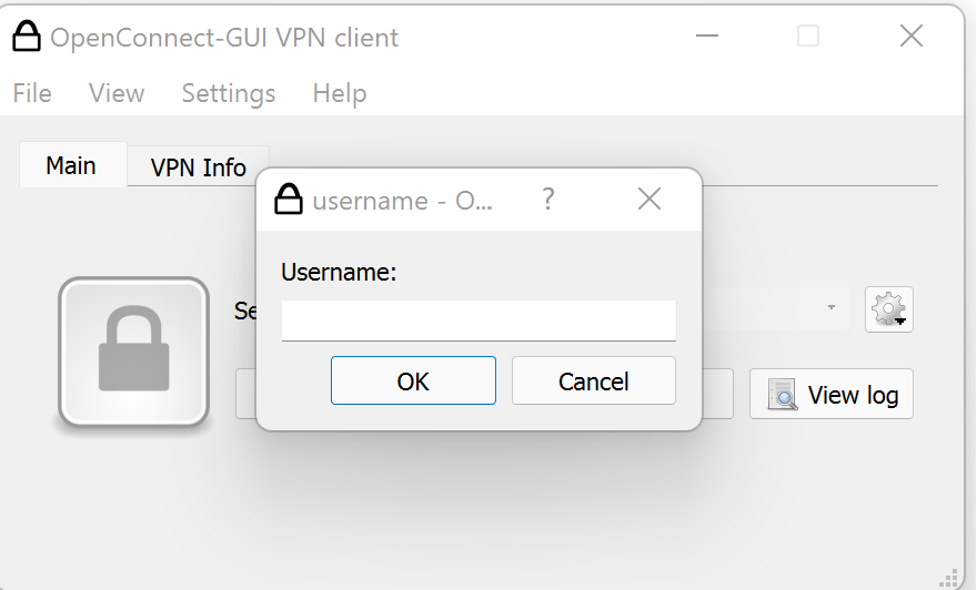 وارد کردن یوزر پسورد در اپن کانکت
