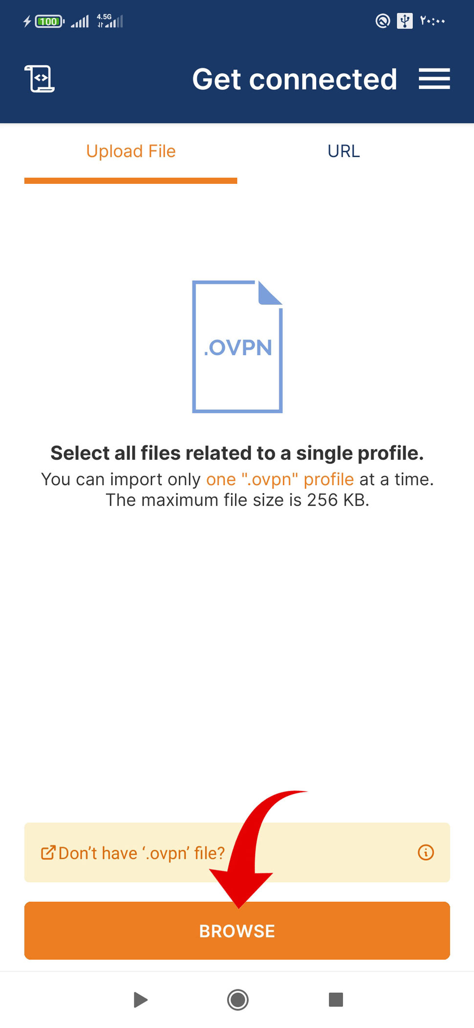 انتخاب فایل کانفیگ